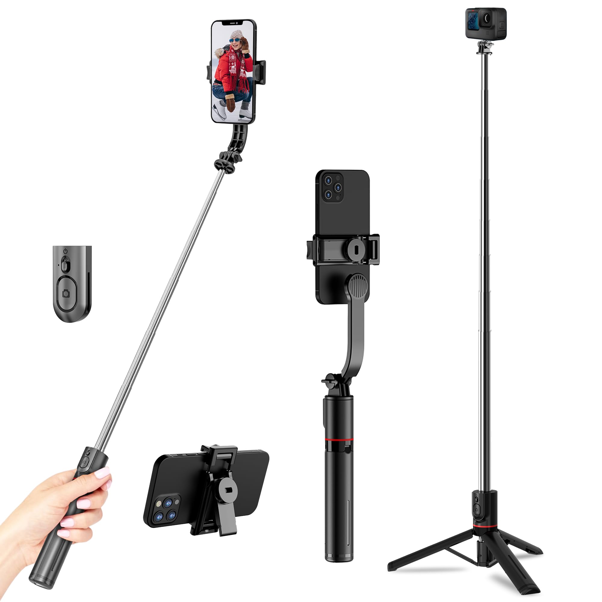 WeCool Long Selfie Stick Extendable Upto 45inches with 6-Section Telescopic Height Adjustment, Detachable Mobile Holder, Compatible with GoPro/Mobile for Video & Photoshoot-picture-15