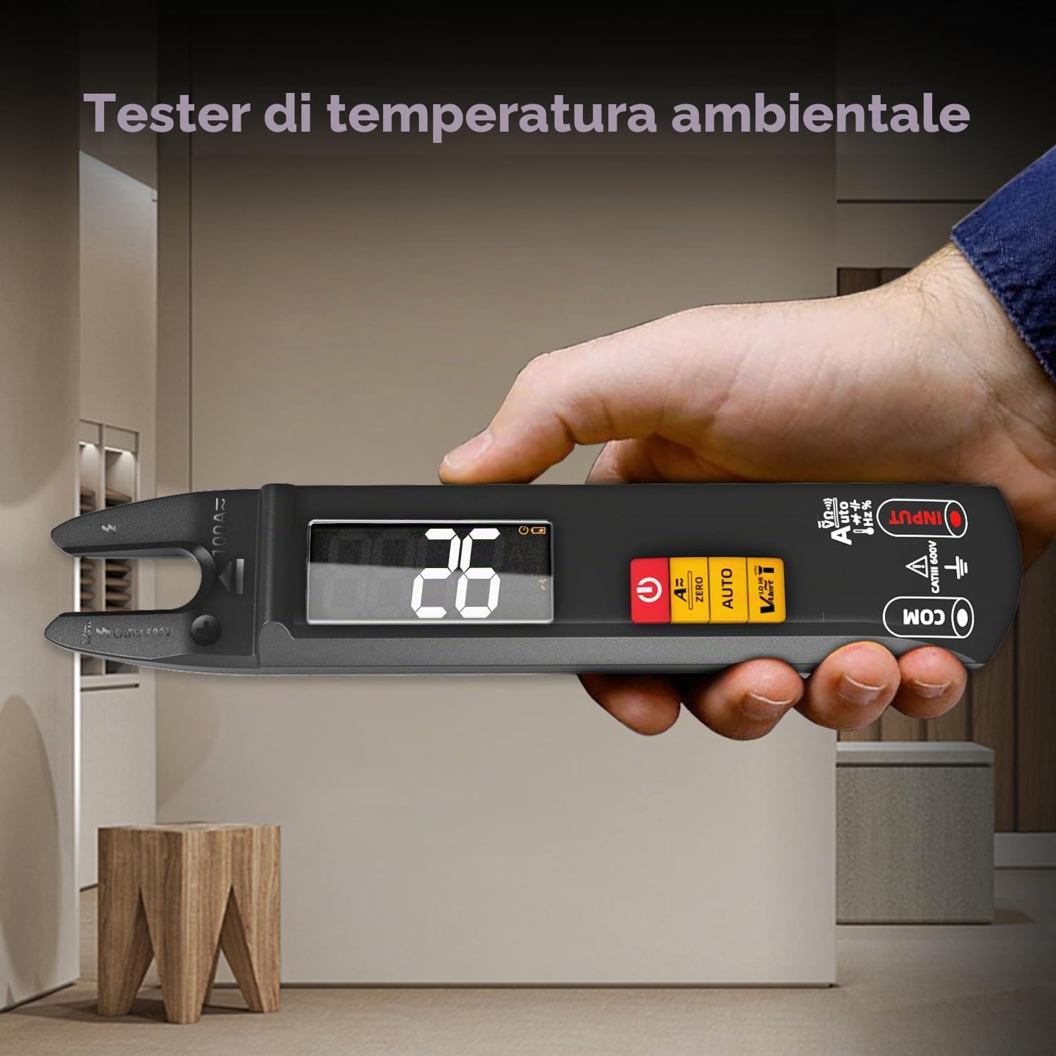 BSIDE U1 Multimetro Digitale Intelligente Pinza Amperometrica Aperta DC AC 6000 Conteggi, Mini e Ricaricabile, Tester Automatico di Tensione Corrente Ohm Continuità, Tester Capacità Diodo Hz NCV
