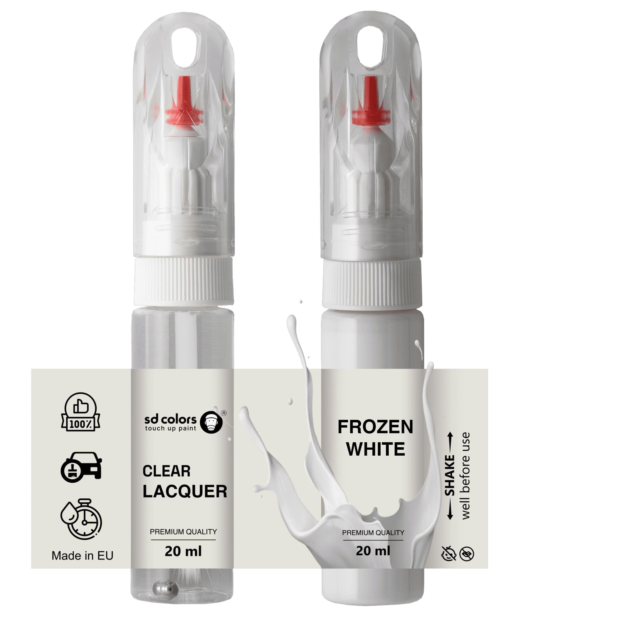 Sd Colors Paint+Lacquer Frozen White Touch Up 20 Ml Paint Convenient Brush For Scratch Repair Fix (Paint+Lacquer)