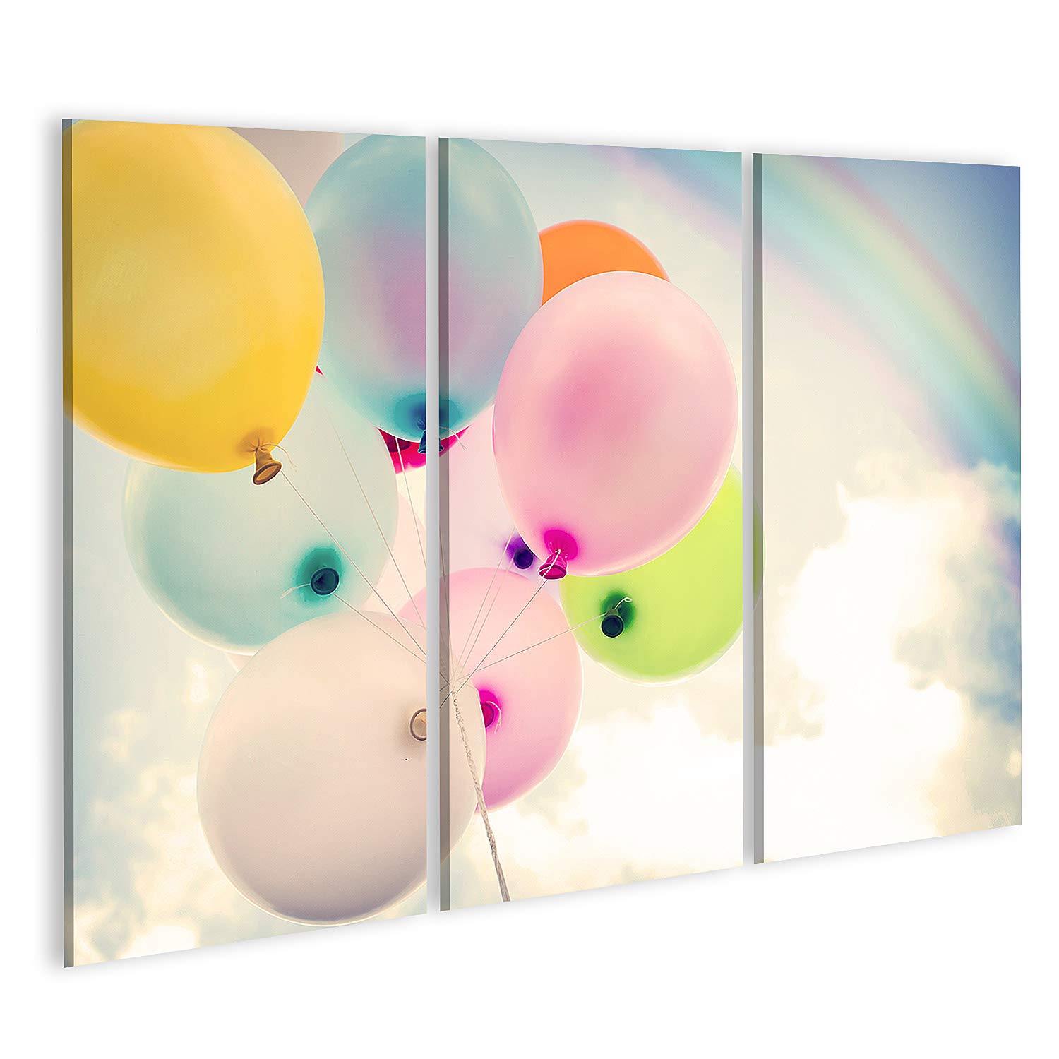 islandburner Quadro su tela Palloncino colorato vintage con arcobaleno su cielo blu Conc Quadri Stampe per soggiorno ufficio