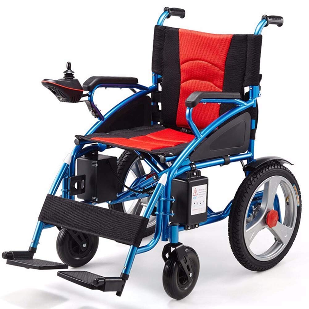 Silla de Ruedas eléctrica portátil, Plegable y Resistente, Ligera, con Motor y Joystick, para Movilidad Reducida, Ancho del Asiento 45 cm, Scooter, etc.
