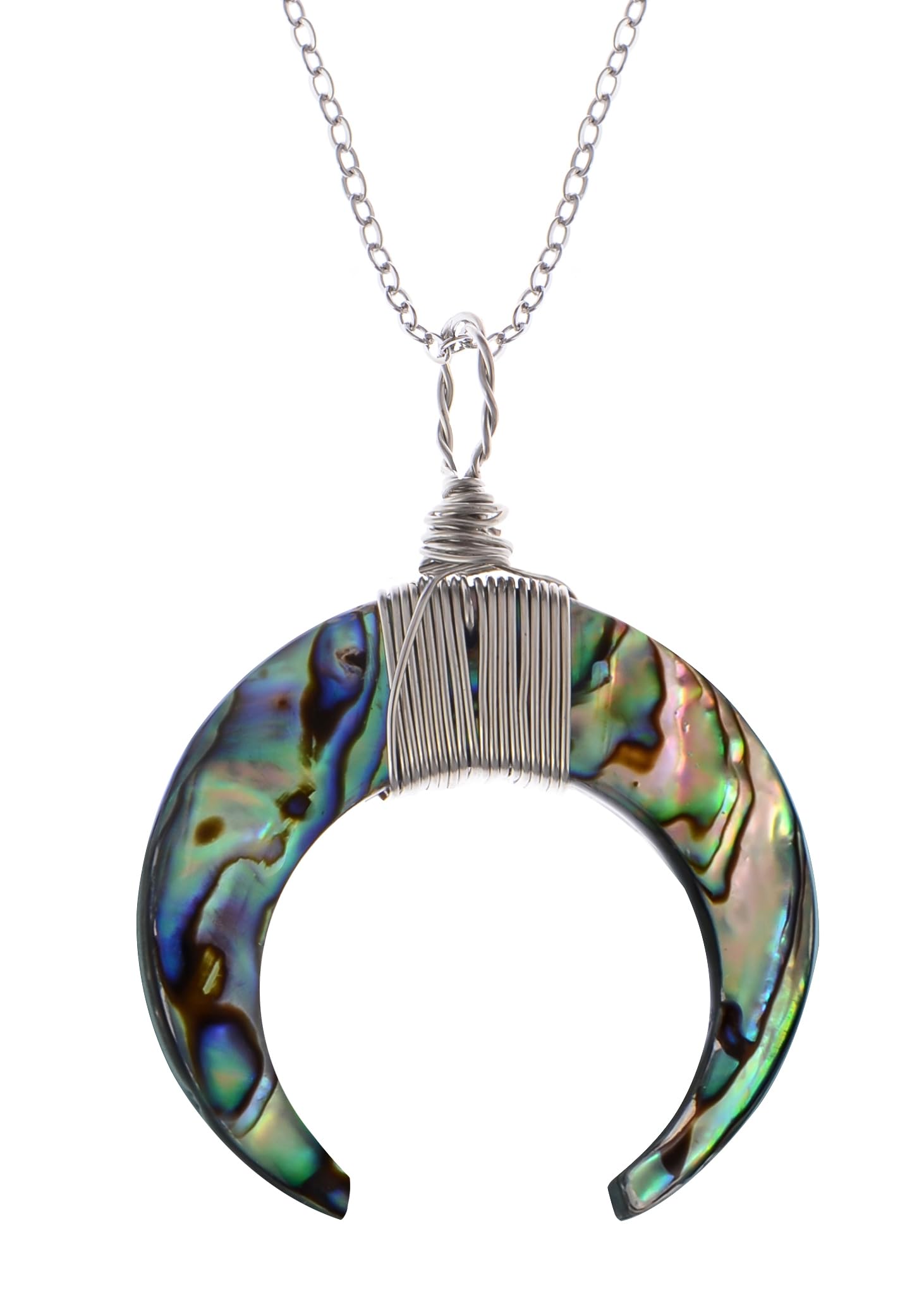 Alilang Womens Boho Tribal Native American Inspired Crescent Moon Bull Horn Bone Pendant Necklace