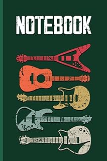 Vintage Retro Style Gift For Guitarist Electric Guitar Lover on Green Cover: Notebook