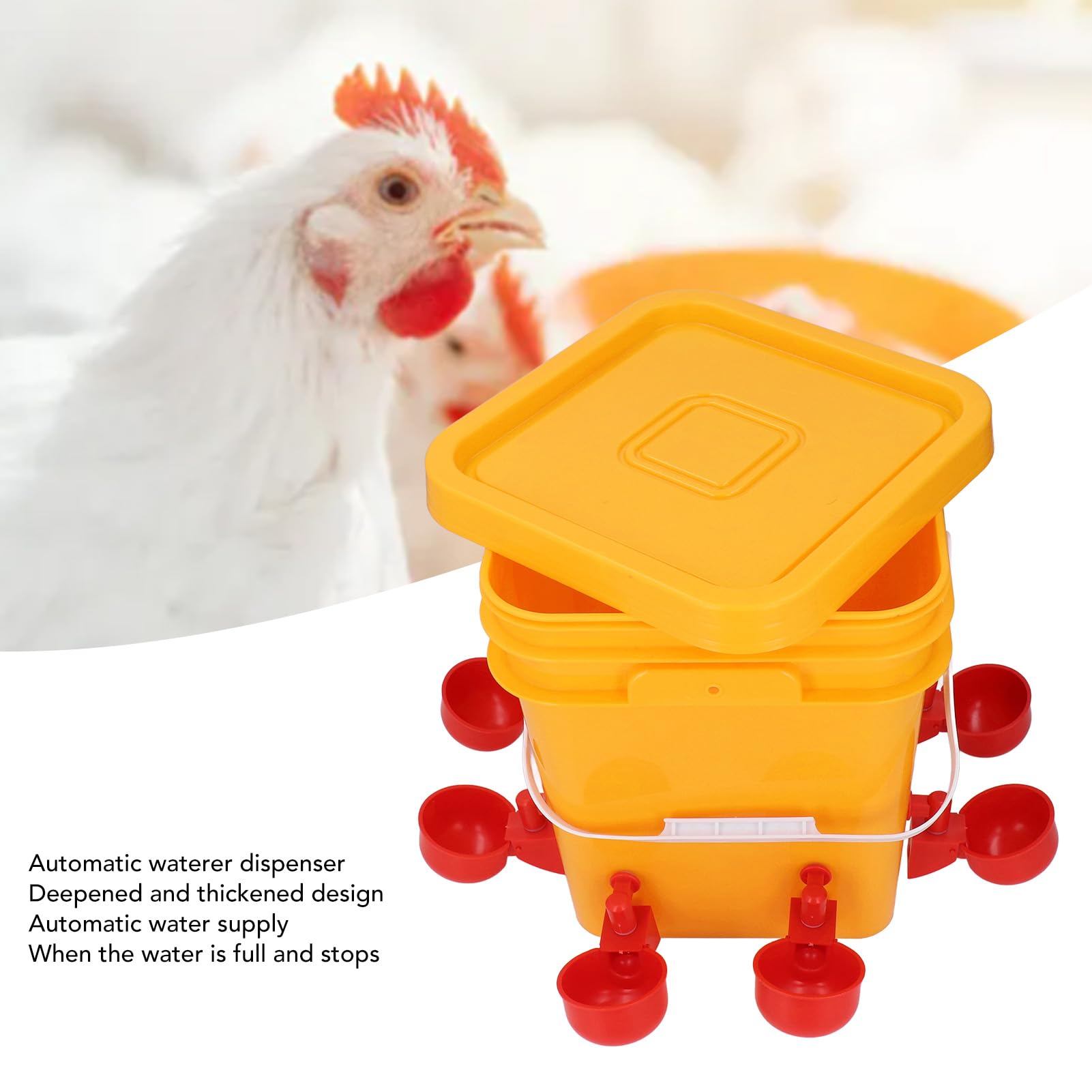Juego de bebederos automáticos para Pollos, dispensador de Agua para Aves de Corral con Recarga automática y diseño de bajo derrame para Pollos, Patos, Gansos y Pavos, de Gran Capa (Tazas de Agua