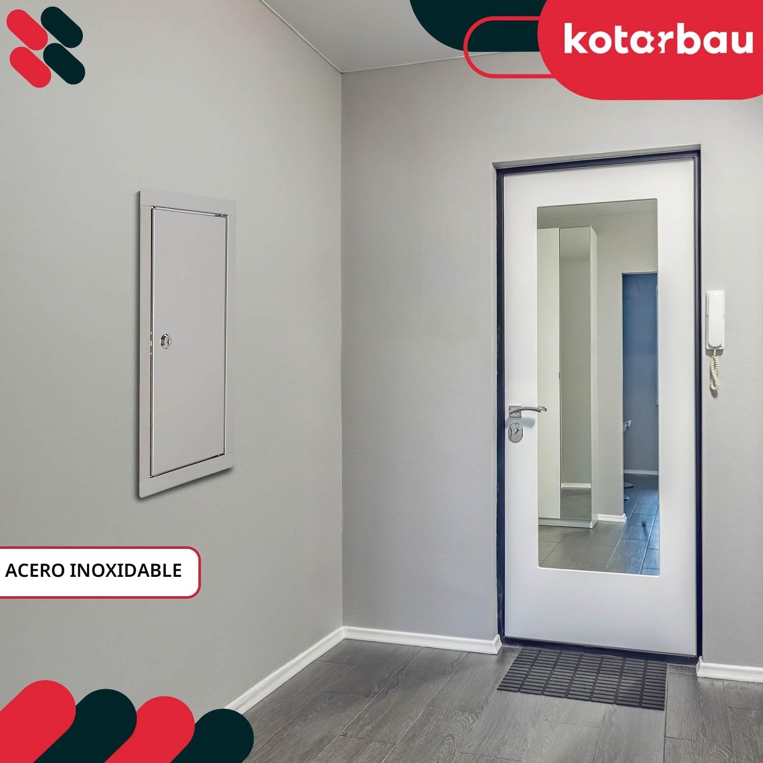 KOTARBAU® Puerta de inspección, 40 x 60 cm, Acero Inoxidable, Panel de Acceso, Compuerta de fácil Acceso, Puerta de revisión, Trampilla para Pared o Techo, Plateada, Cerradura con Llave
