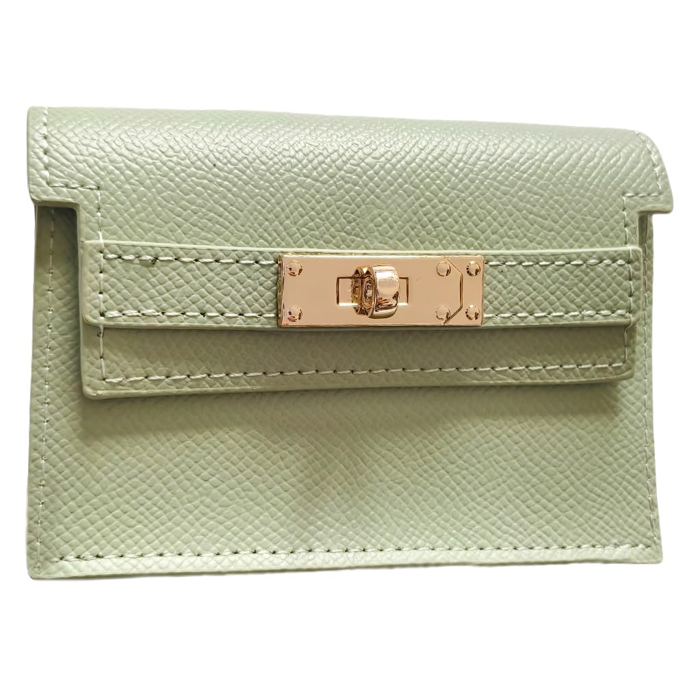 QeenRTUU Pu Leather Small Credit Card Holder for Women Wallet Accordion Style Compact Womens Card Holder Wallet for Women Card Case Organizer (Green)
