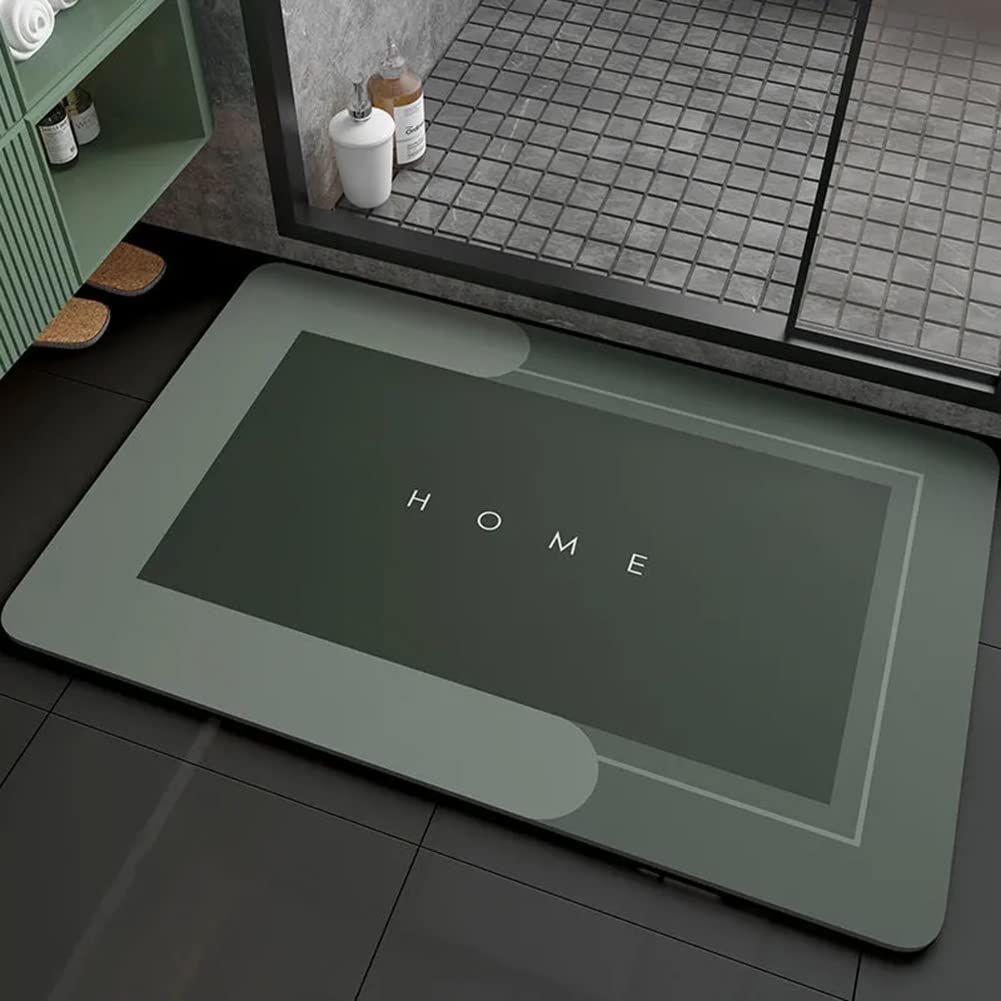 Schweek Super Absorbent Floor Mat, Napa Skin Quick-Dry Bath Mat Non-Slip Soft Super Absorbent Bathroom Carpets Kitchen Entrance Door Mats Home Floor Mat 19.7"x31.5", Square Green