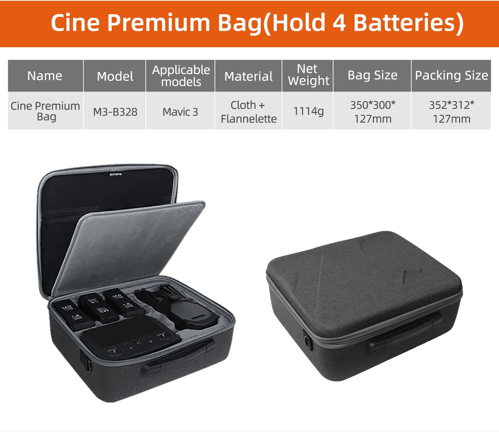 MotuTech - Borsa a tracolla per DJI Mavic 3 Drone con telecomando e accessori, custodia per trasporto trolley, Per Mavic 3 Cine Premiun, Valigetta