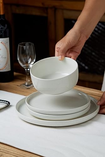 Miniatura 3 de Famiware Milkyway - Juego de platos y cuencos para 4, juegos de vajilla de 16 piezas, color blanco