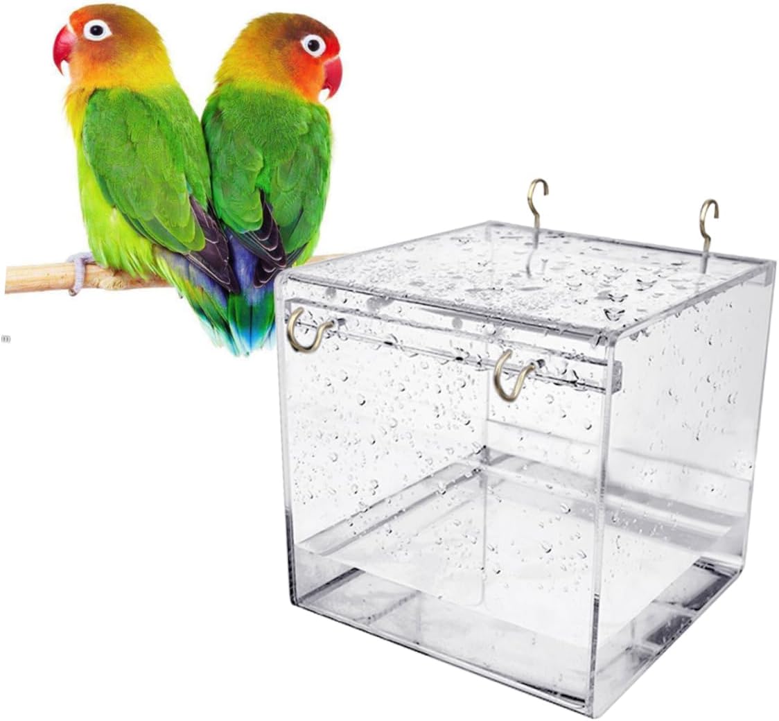 TOYANDONA Eco-Friendly Plastic Parrot Bathtub Bird Bath Covered Bird Bath Cage for Canary Multi-cage