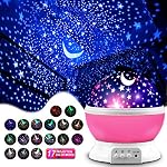 MOKOQI Star Projector, Night Light Lamp Fun Gifts for 1-4-6-14 Year Old Girls and Boys Rotating Star Sky Moon Light Projector for Kids Bedroom Decor -Pink - Image 2