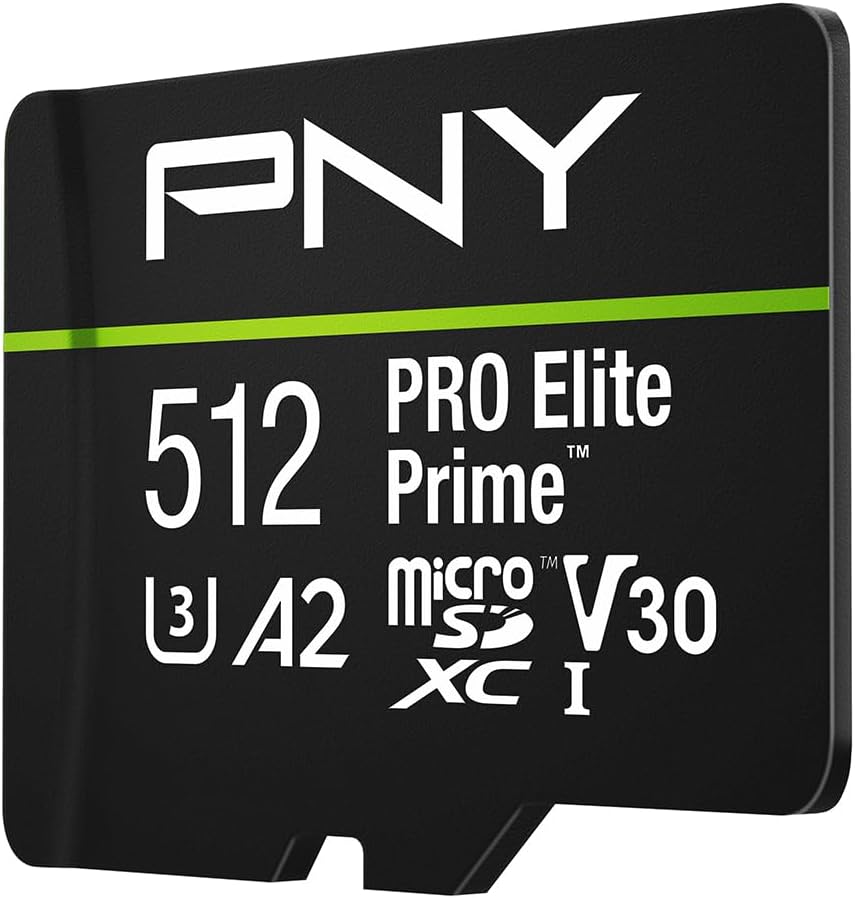 512GB PRO Elite Prime™ C10 U3 V30 A2 microSDXC Flash Memory Card – Ultra-Fast Speeds, Read 200MB/s, Write 150MB/s, 4K UHD, Full HD, UHS-I, for Smartphones, Drones, Action Cameras
