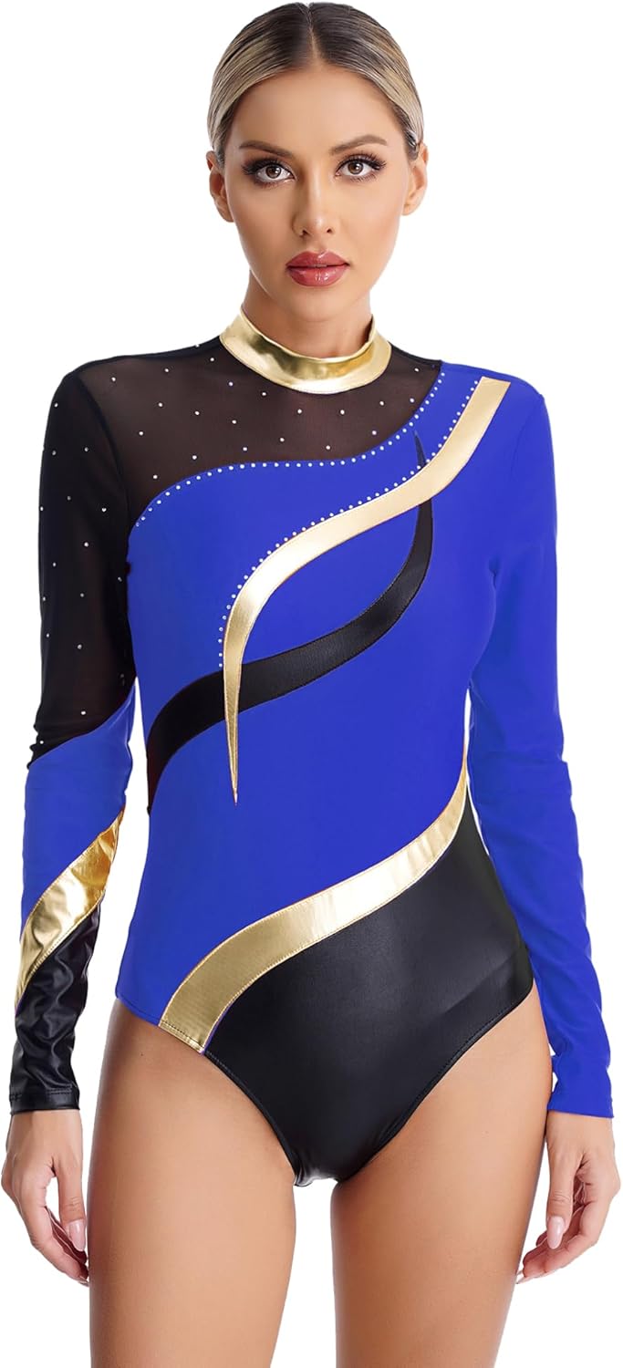 Ranrann Body De Gymnastique Femme Justaucorps Manches Longues