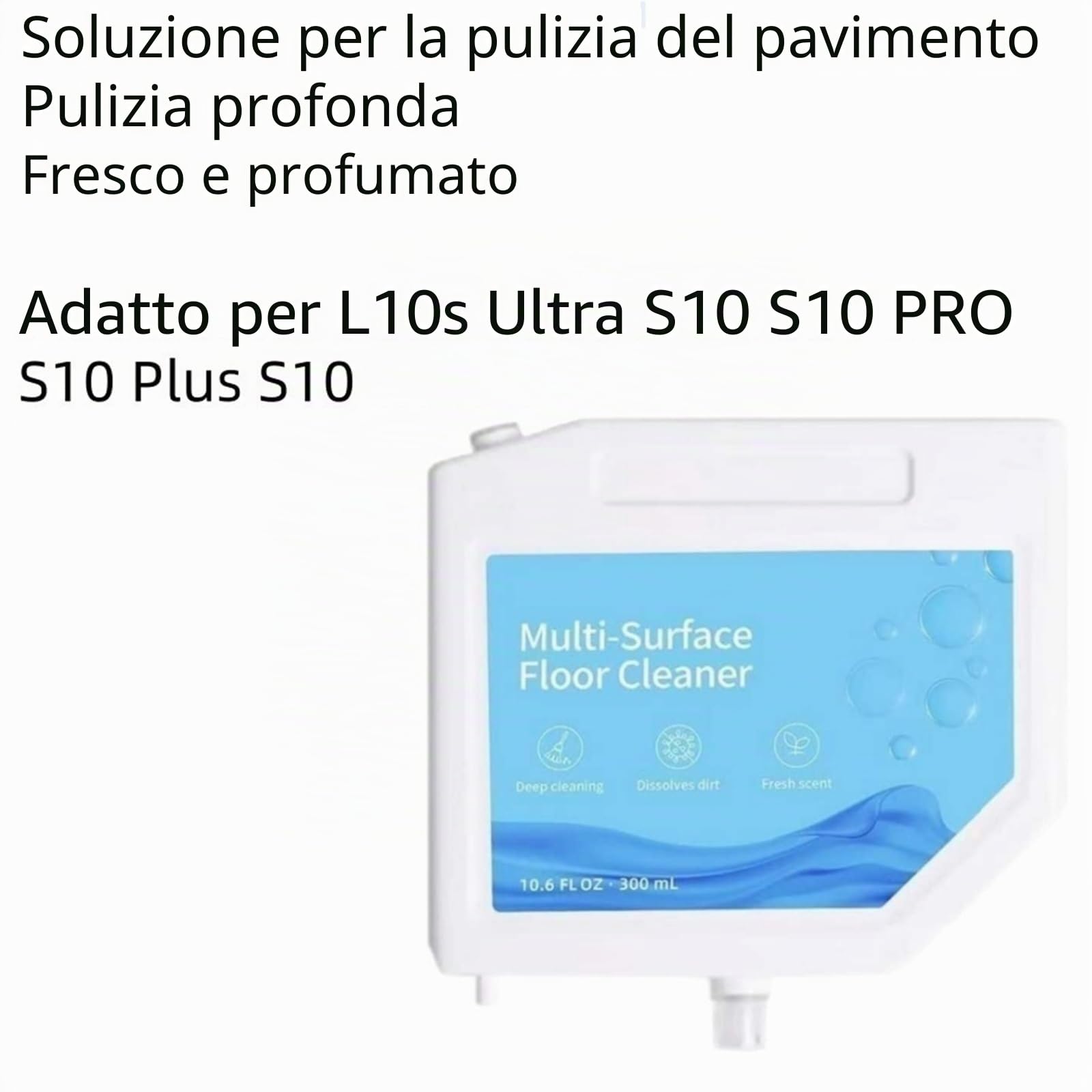 Soluzione detergente speciale for pavimenti multisuperficie da 300ml, compatibile con Dreame L10s Ultra S10 S10 PRO S10 Plus, detergente multiuso for pavimenti(300mlx4)