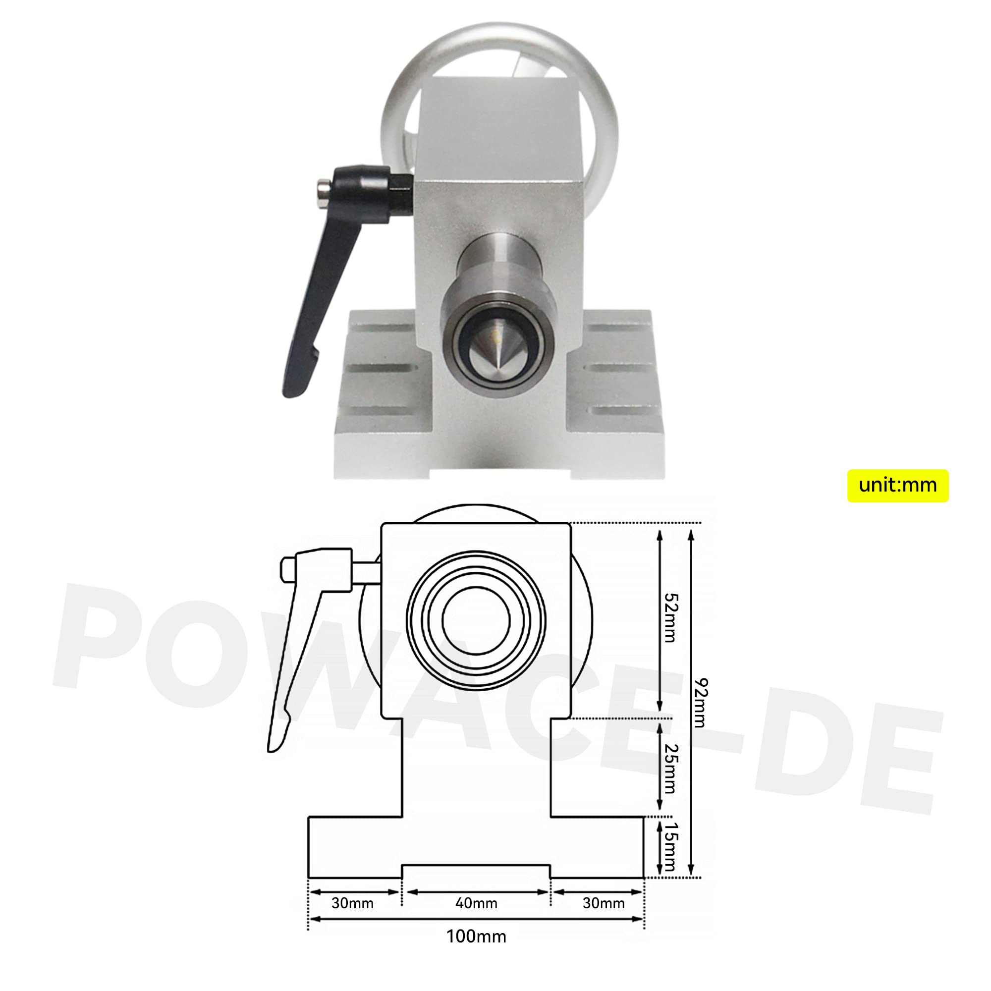 RATTMMOTOR 65 mm Tokarka Centrum Morse'a 2 Live Center ruchomy konik MT2 z 4 wymiennymi głowicami do frezarki do grawerowania CNC 4. Oś Frez rotacyjny CNC