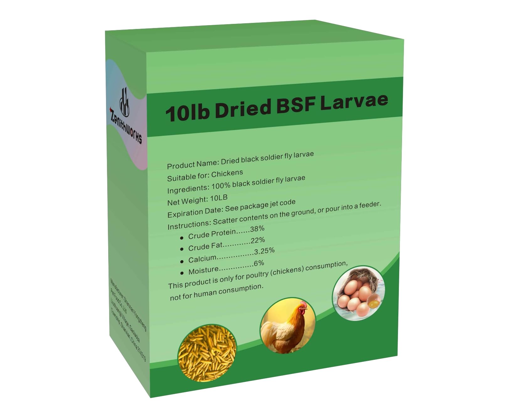All Natural 10lb Dried BSF Larvae for Chickens | 10 lb Chicken Worms Treats, More Calcium than Mealworms,High Protein Poultry Feed