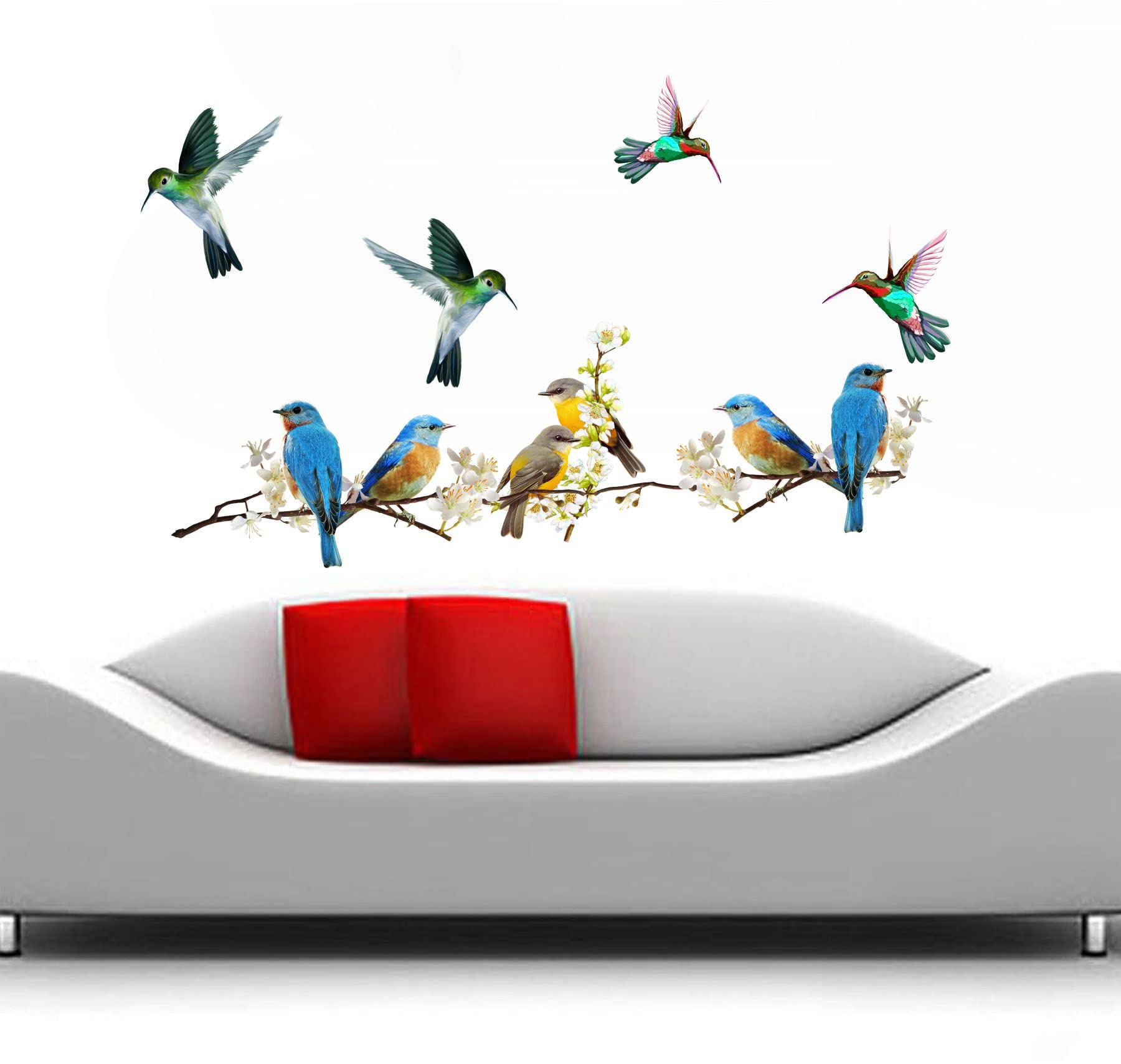 Sticker Yard Birds with Branch Vinyl Wall Stickers Wall Cover Size 20X36Inch