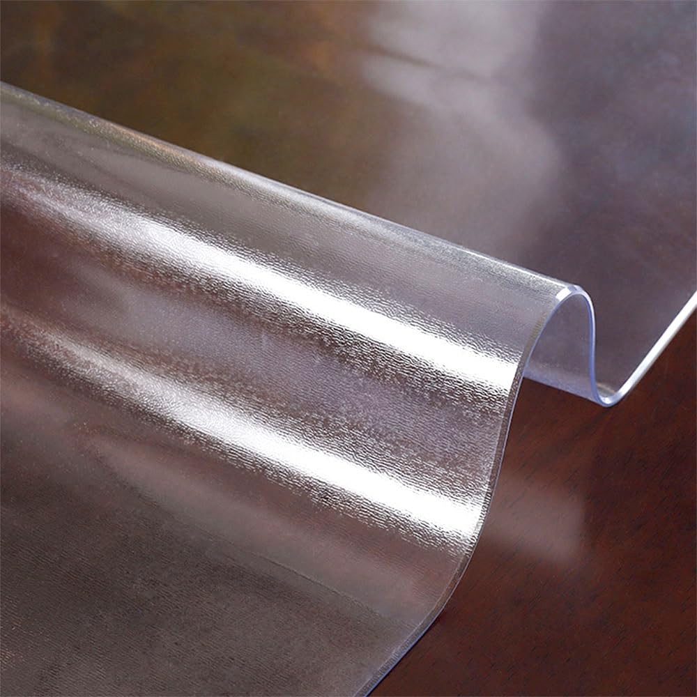 Protection de table en PVC transparent – Sous-main rectangulaire de 1,5 mm anti-rayures pour table de salle à manger finition givrée 140 x 170 cm Tapis en plastique pour la maison et la cuisine