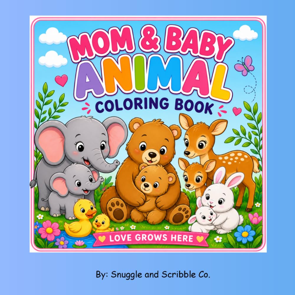 Mom and Baby Animal Coloring Book: Adorable Mother-and-Baby Animal Scenes for Relaxing, Cozy Coloring