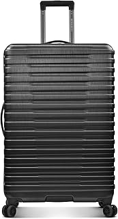 Boren Polycarbonate Hardside Rugged Travel Suitcase Luggage with 8 Spinner Wheels, Aluminum Handle, Black, Checked-Large 30-Inch