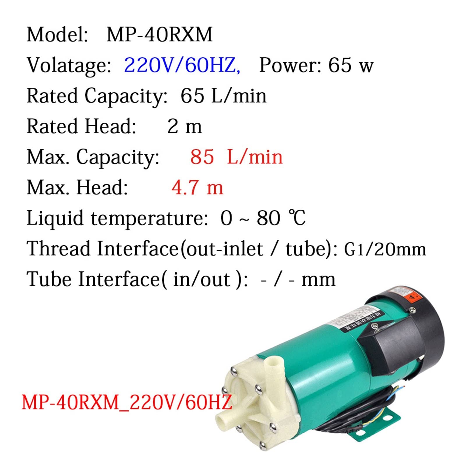 Producto Duradero para Uso Industrial Bomba de Agua centrífuga MP-40RXM 60HZ 220V Circulación de accionamiento magnético for Equipos industriales