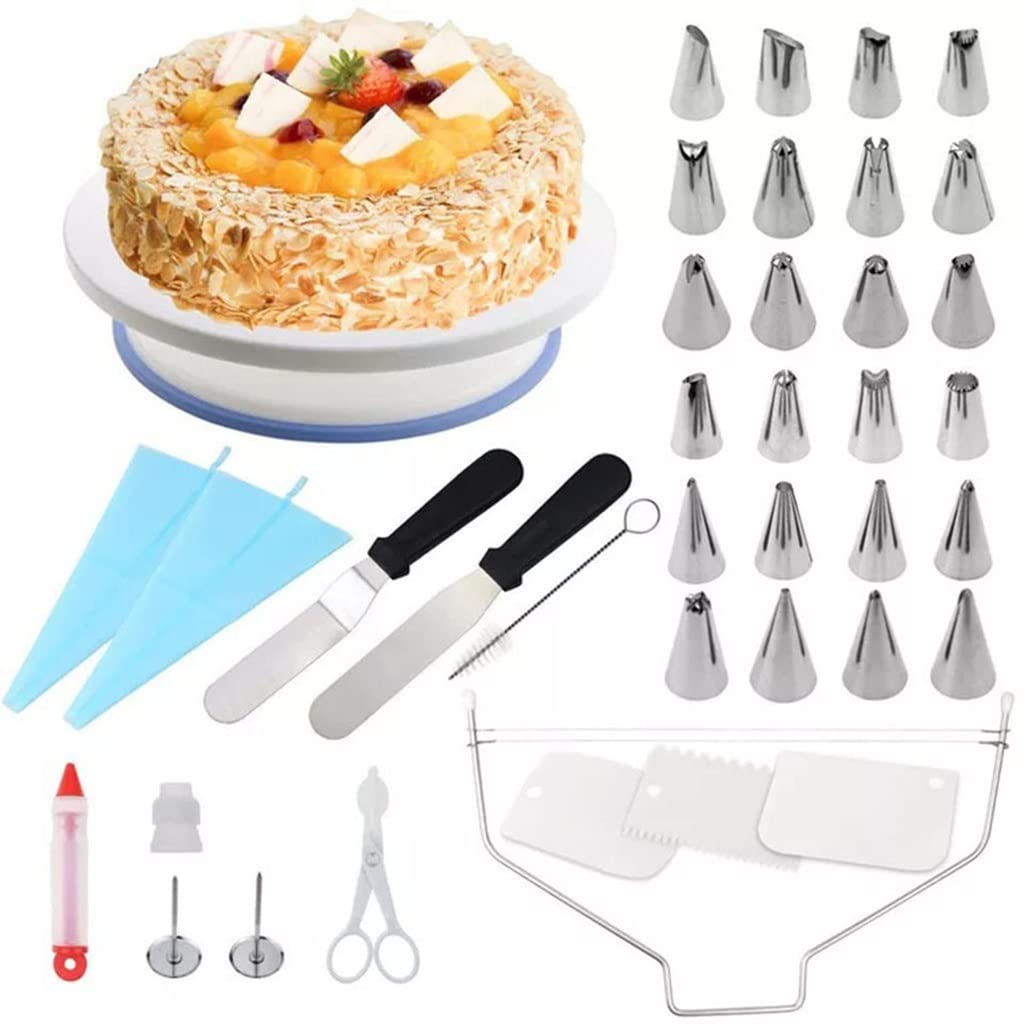 Ensemble de 39 pièces pour la décoration de Cupcakes : moules à pâtisserie réutilisables, spatules, Poches à Douille et niveleur.