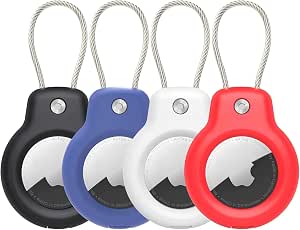 CITYWAY Lot De 4 Supports AirTag Avec Câble Métallique - Étui Verrouillage IPX8 Étanche Pour Bagages, Sacs à Dos Et Porte-Clés