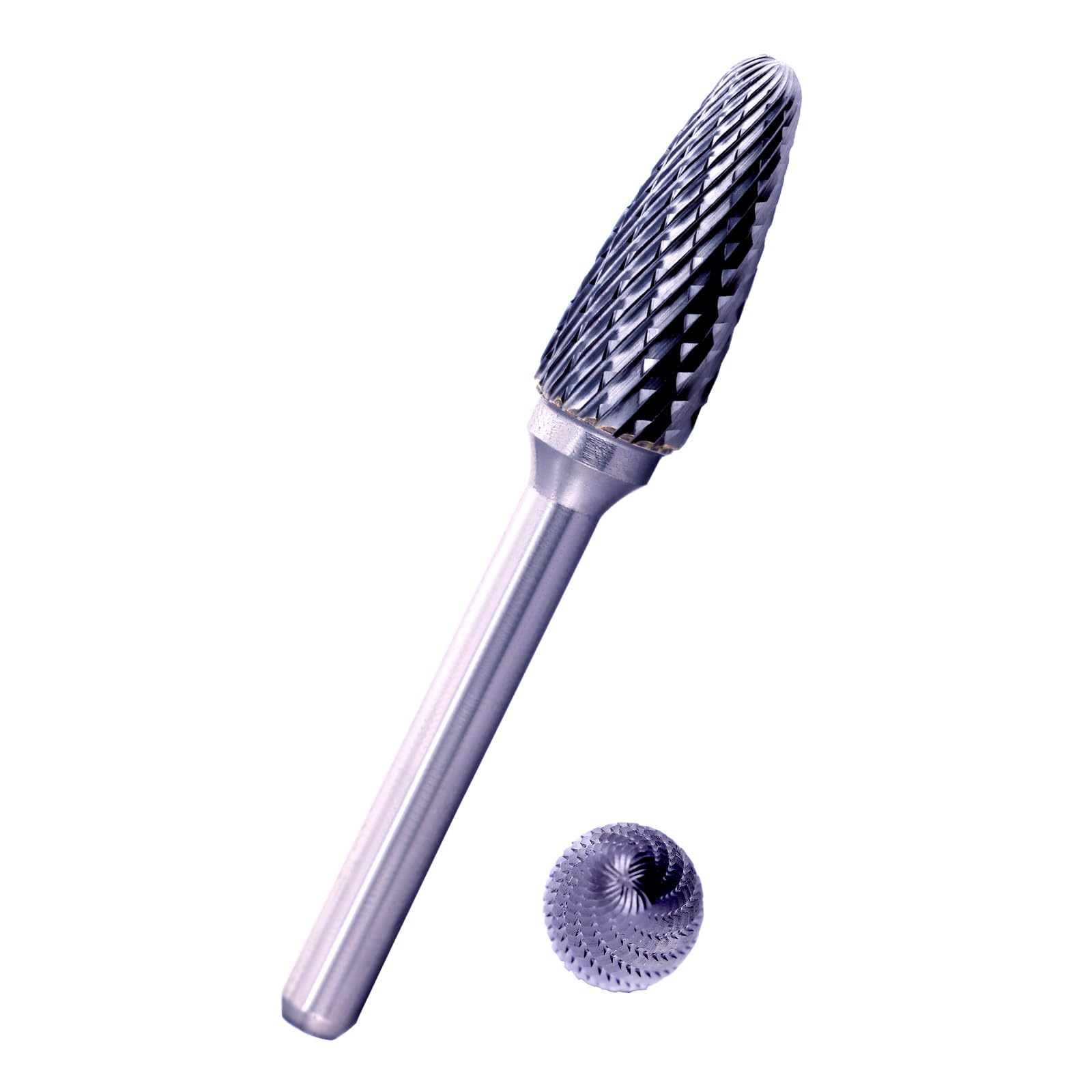 Tungsten Carbide Burr Bit 1/4" Shank Flame Sharp End Single Flute Carbide Rotary File Bits for Metal Working, Deburring, Grinding, Polishing, Carving and Engraving — Amazon image 22