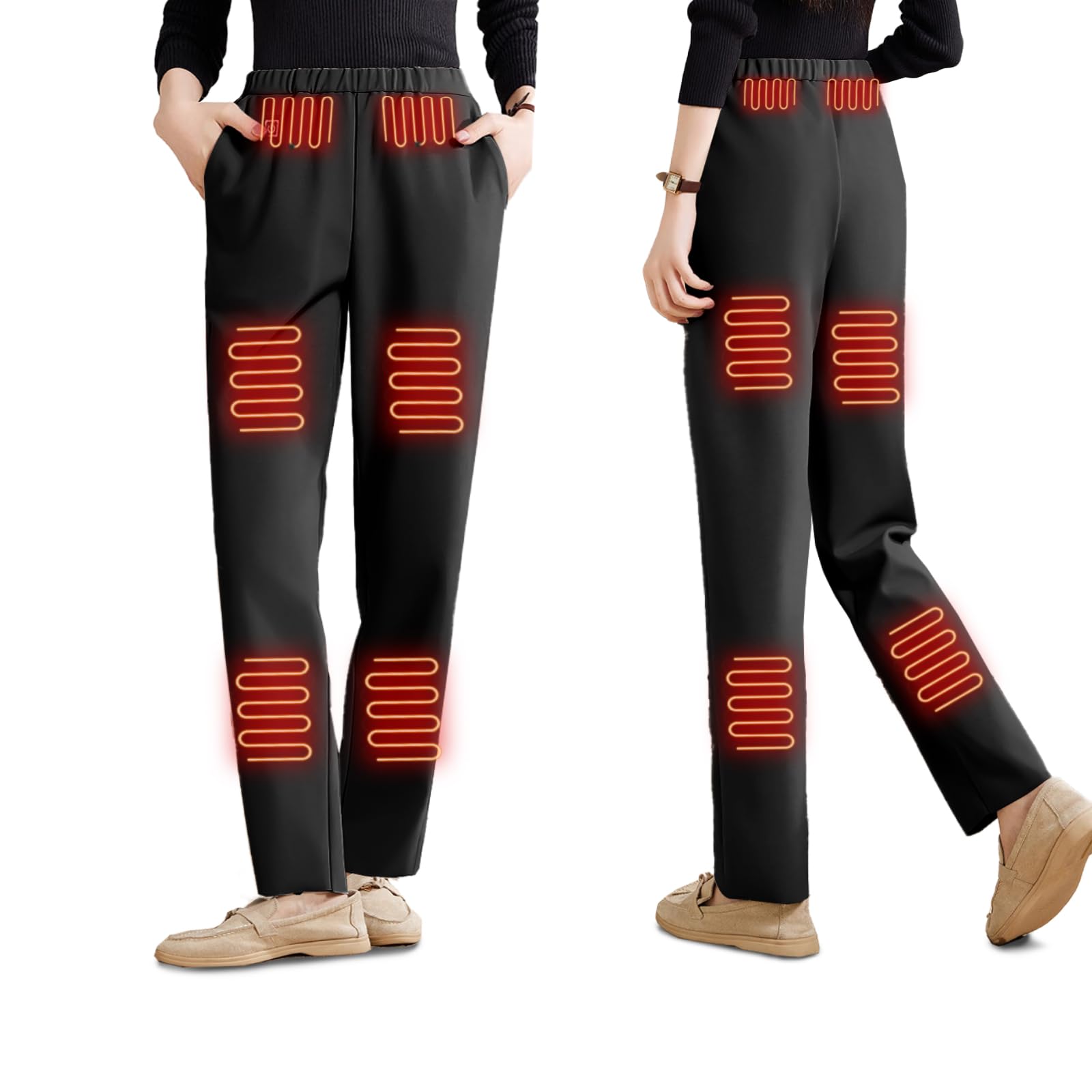 Women Heated Pants Soft Heating Sweat Pants for Men Women Thermal Heated Pant Trouser for Winter 12 Heating Zones Black