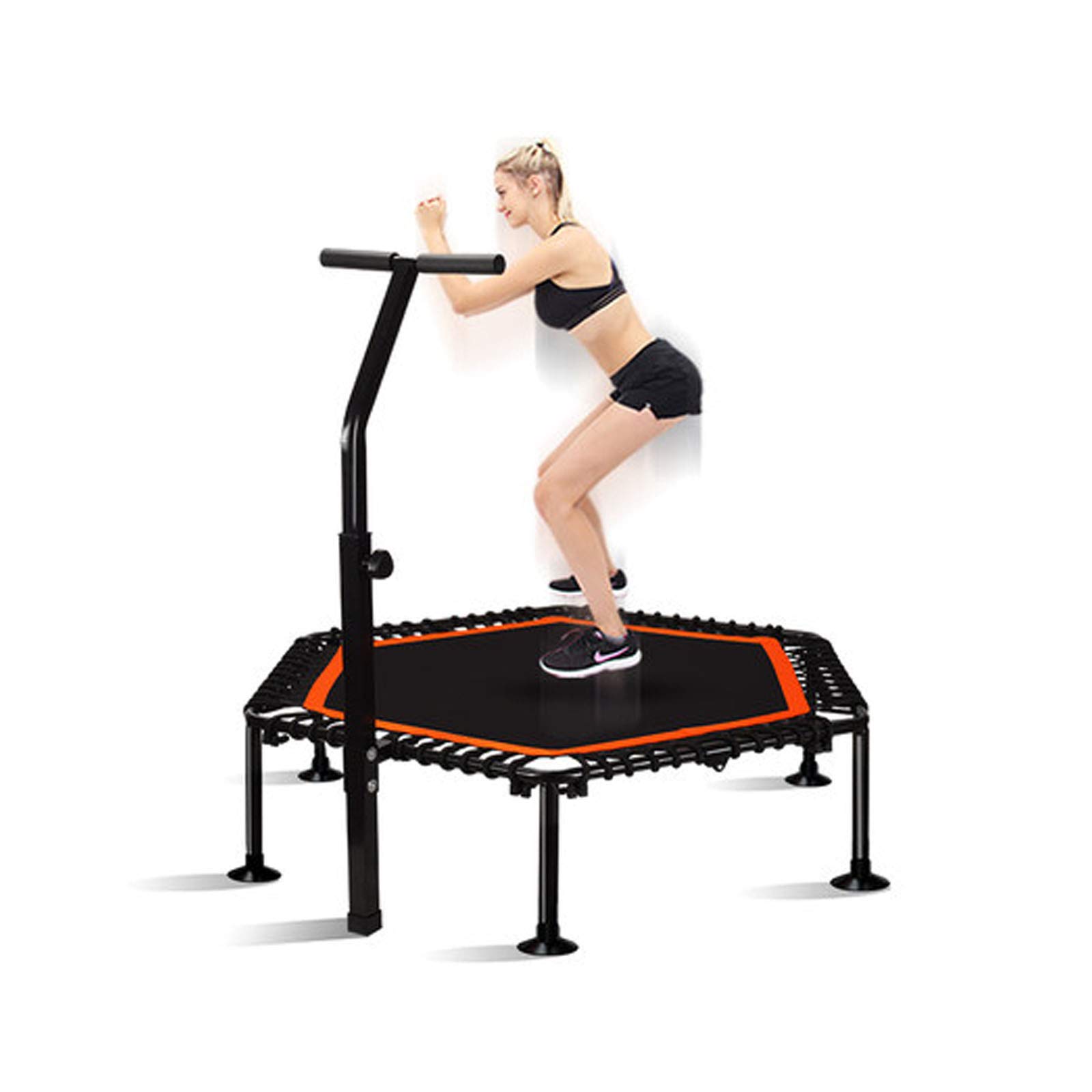 MINGDIAN Mini Trampolín Reboteador Plegable de 40", Carga Máxima 200 kg Reboteador Trampolín Ejercicio Fitness Trampolín con Pasamanos Ajustable para Adultos Niños