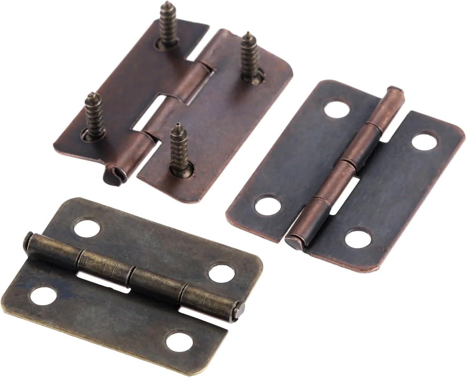 30Pcs 25 * 18mm Mini Antique Bronze Hinges Cupboard Door Hinges for Wooden Cabinet Drawer Jewellery Box Furniture Fittings +Screws(Red Copper 30pcs)