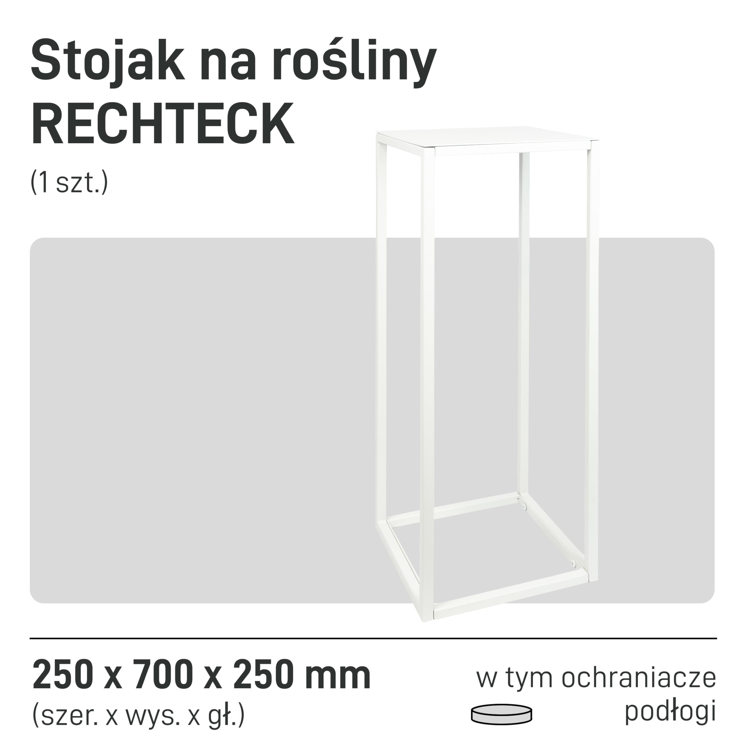 Natural Goods Berlin 1 x stojak na kwiaty, metalowy, biały, 70 cm – prostokątny dekoracyjny stojak na rośliny – taboret na kwiaty, odporny na warunki atmosferyczne, stabilny i łatwy w utrzymaniu –