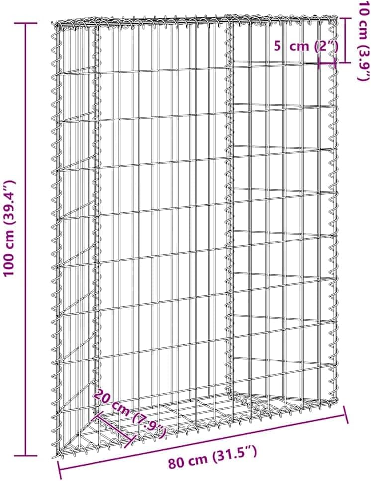 vidaXL Raised Garden Bed, Gabion Retaining Wall, Raised Flower Bed, Outdoor Planter for Patio Backyard Garden Balcony Porch Lawn, Galvanized Steel