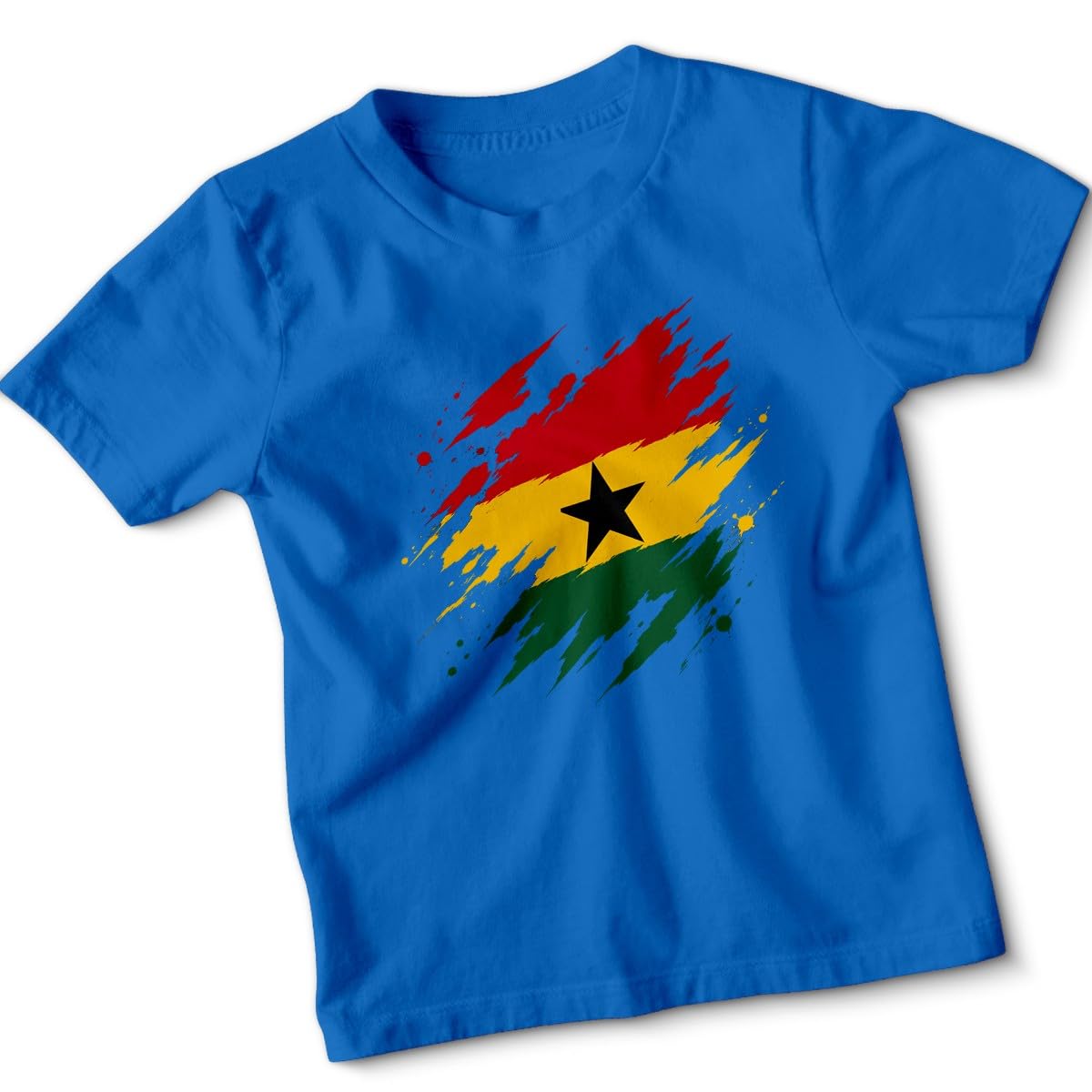 D&T Torn Ghana Flag Football Kids T Shirt Ghanaian Day Ghana Pride Graphic Tee Ghanaian Day Apparel Top 12-13 Years Royal