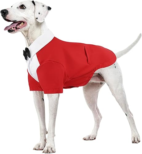 Kuoser Dog Tuxedo and Bandana Set, Dog Wedding Suit with Bow Tie, Formal Pet Tux