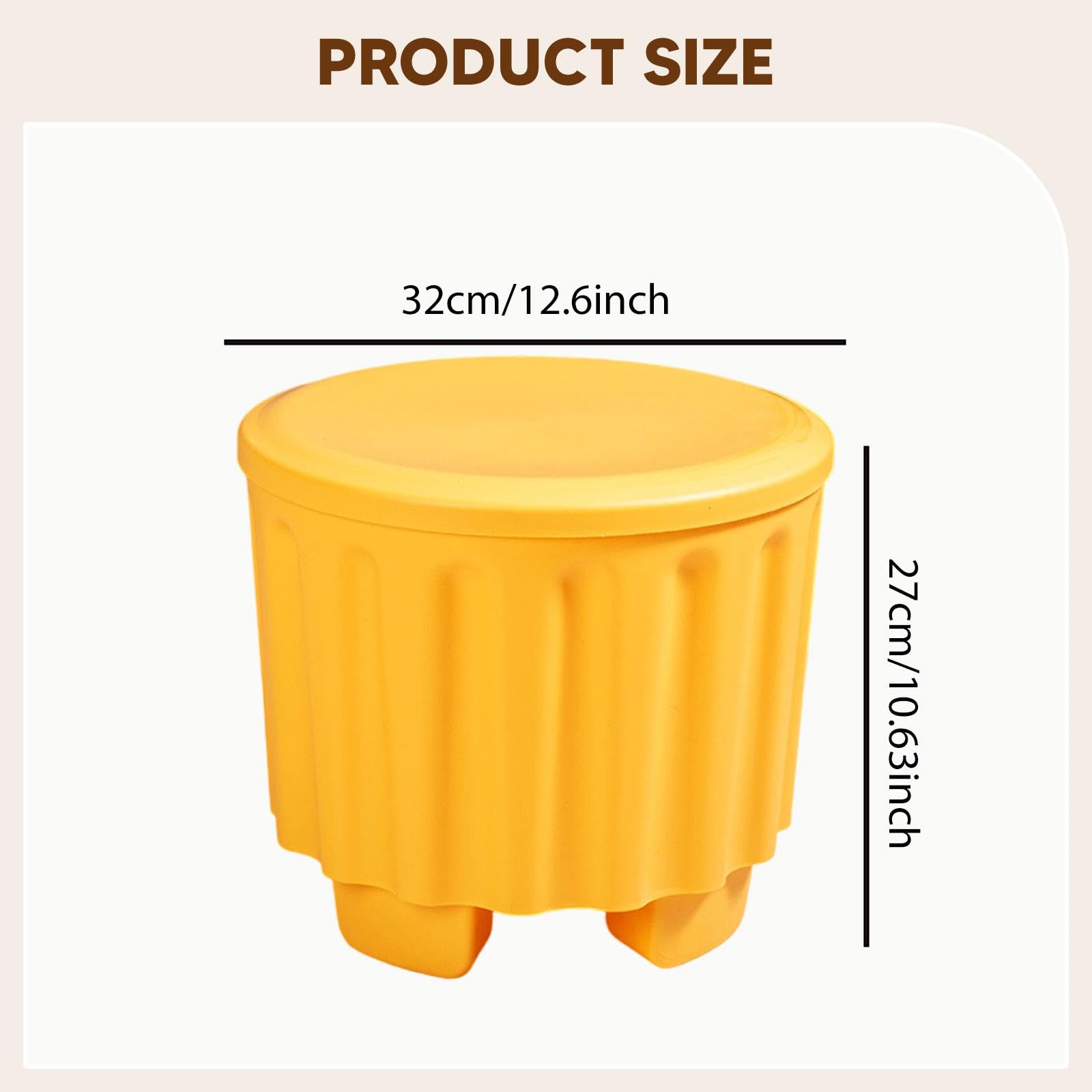 Pouf Contenitore, poggiapiedi, Sedia da toeletta per Bambini e Adulti, Sgabello per Cambio Scarpe per corridoio, Camera da Letto, Soggiorno, Giallo