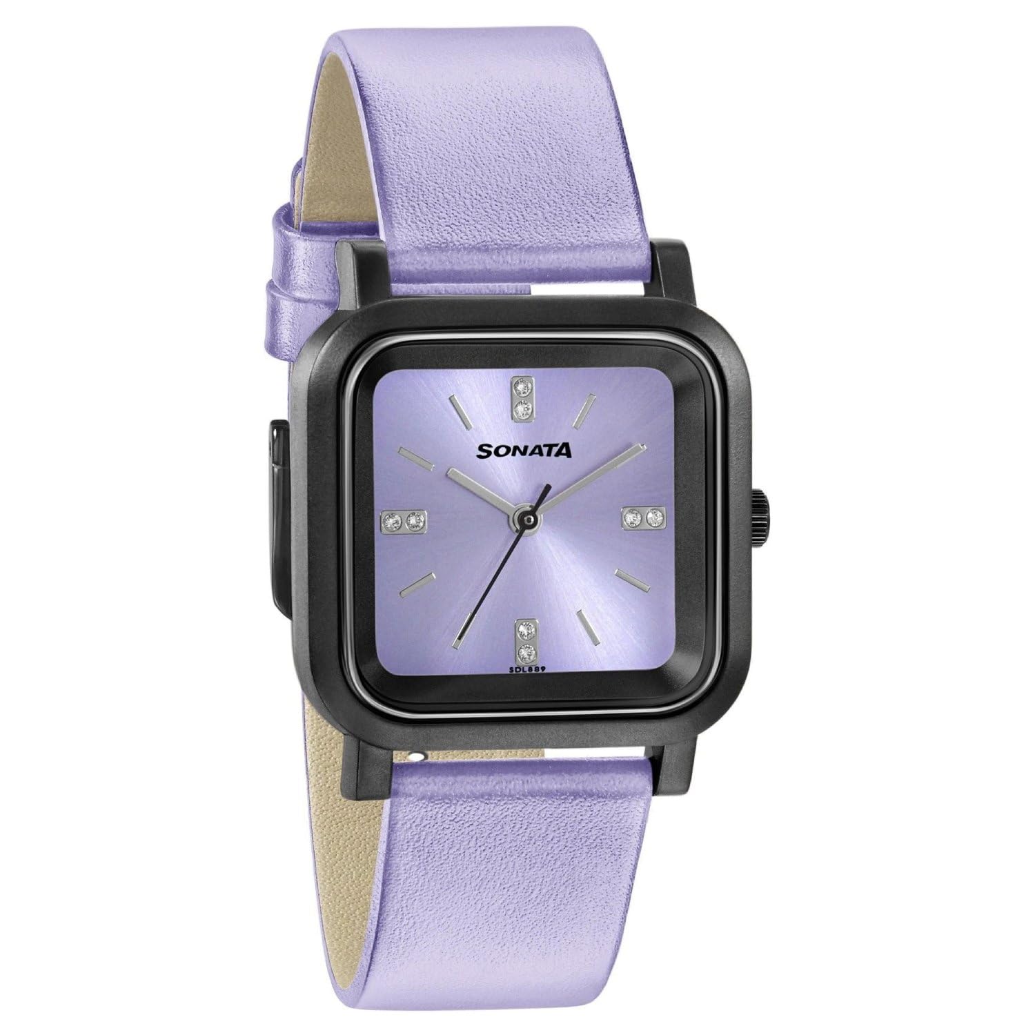 Plain 3 Hands Plastic Purple Square Dial Purple Colour Leather Strap Womens Watch - 87037PL03W-image-43