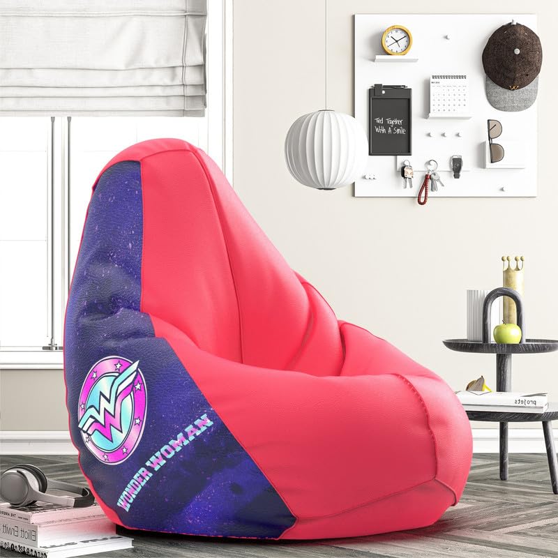 Image of Biggie Bean Bag 4XL Bean Bag Chair with Beans Filled-Perfect for Living Room,Bedroom,Study-Sale Design(Printed - Wondr Woman-Wondr Womanww-7-Pnk)-Faux Leather