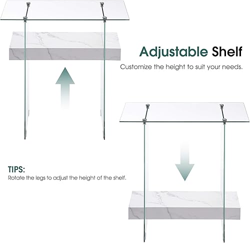 Miniatura 52 de ivinta Mesa consola de cristal con almacenamiento, mesa de sofá moderna de 39.4 pulgadas para sala de estar, vestíbulo, pasillo, dormitorio 5101