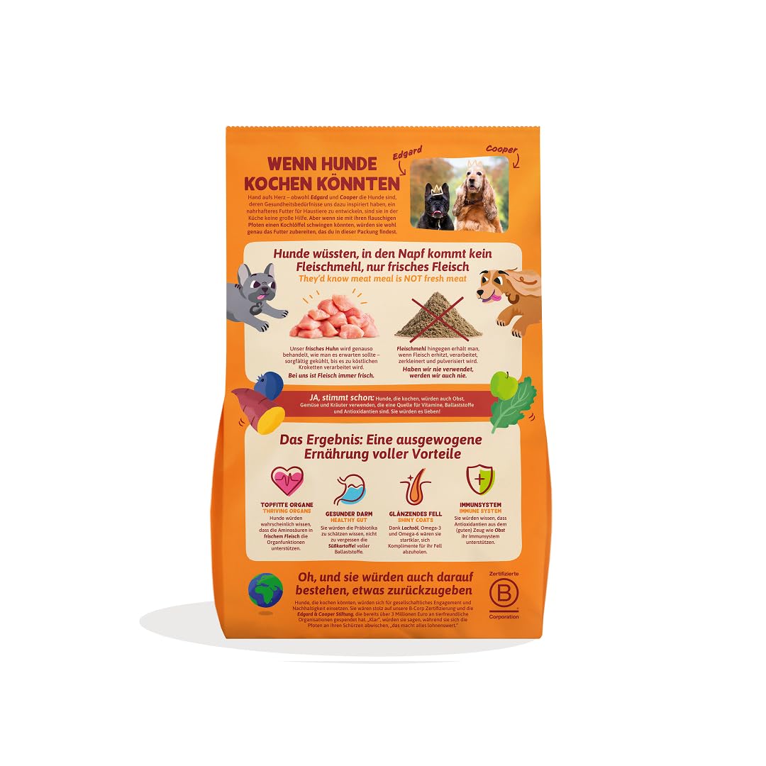Edgard & Cooper Hundefutter, Trockenfutter für Hunde, (Huhn, 2.5kg), Getreidefrei, natürliche Zutaten und frisches Fleisch, voller essentieller Aminosäuren