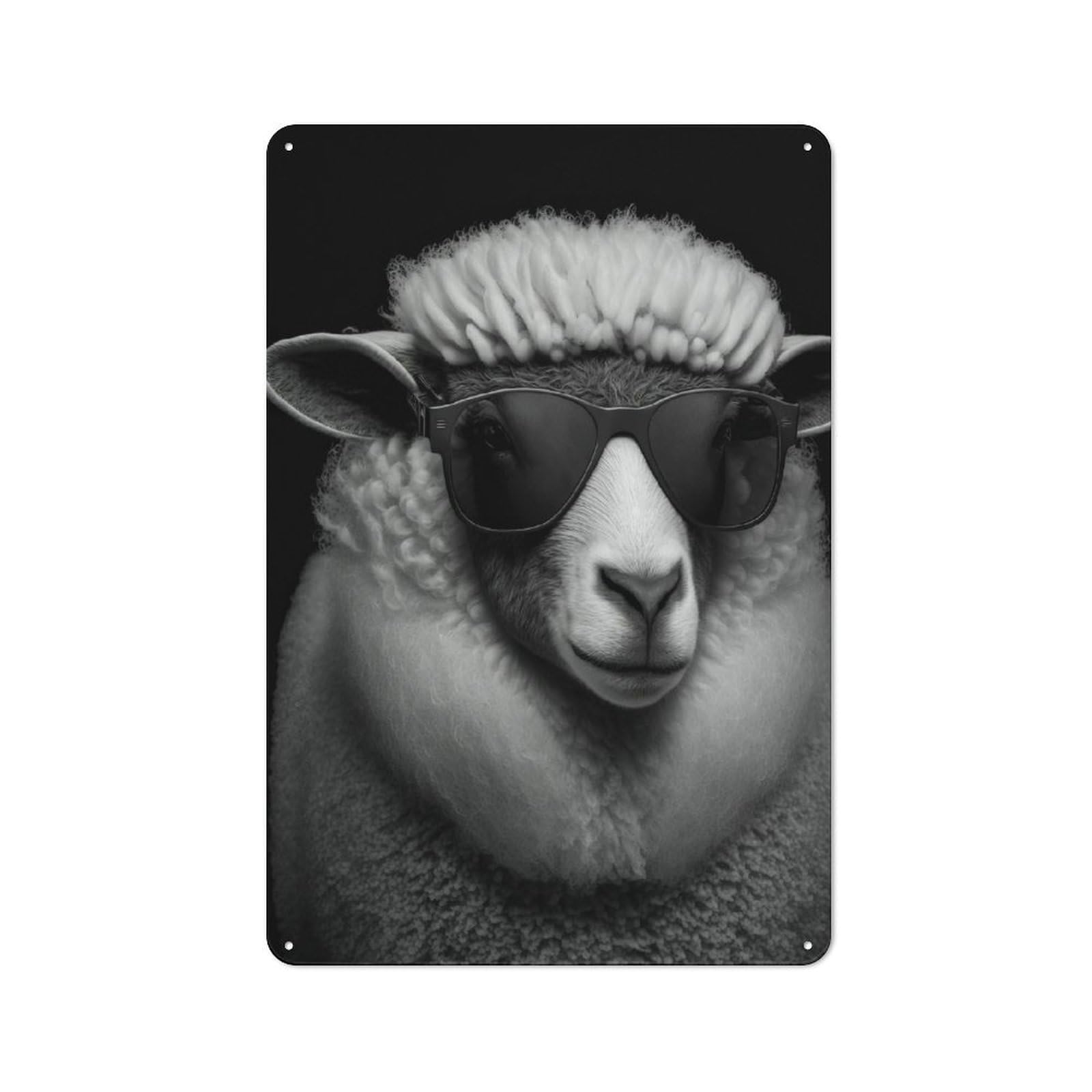 Junmoney Style-11 Portrait Of A Sheep Rustic Tin Sign 30X20cm For Studio Or Craft Room, For Kitchen, Dining Room And Home Bar Wall Decor