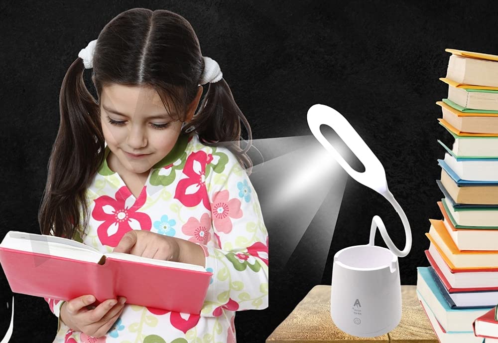 Akari Rechargeable Desk/Study Night, Touch On/Off Switch, Child Eye Safety Student Study Table, Led USB Charge 360% Angle Usage, 5 in 1 Feature AK-2T Color 0243 White-image-36