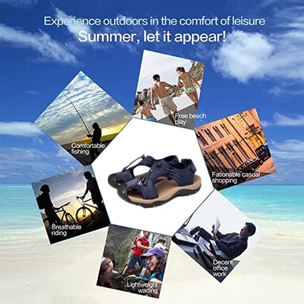 Asifn Sandalias Deportivas Hombres Seguridad Verano Exterior Senderismo Zapatos Trekking Casual Zapatos de Cuero Sandalias de Playa