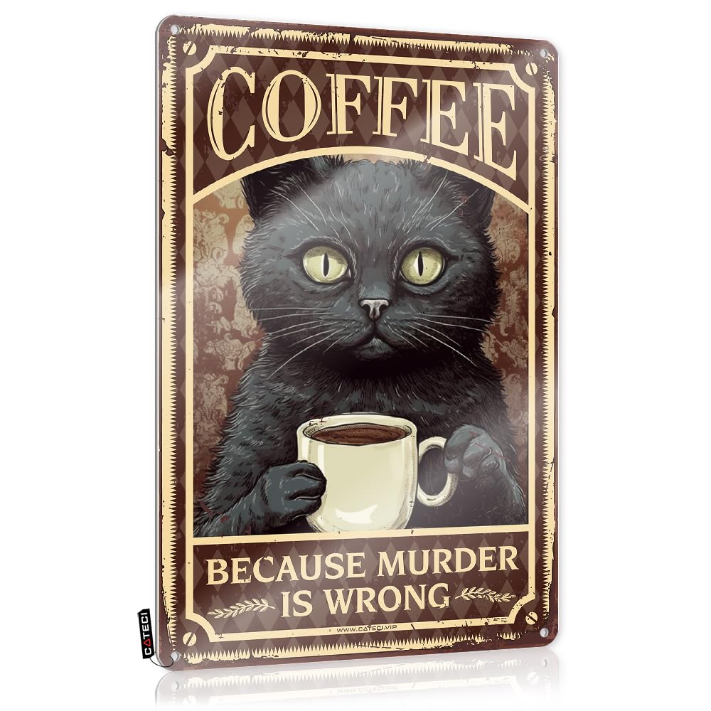 MWFKKADDB Room Door Sign Coffee Because Murder Is Wrong Tin Sign Signs Vintage Funnybohemian Decor For Bedroomdoor For Bedroomcouples Bedroom Backyard Bar Decor Funny Tin Signs Vintage(30X40CM)