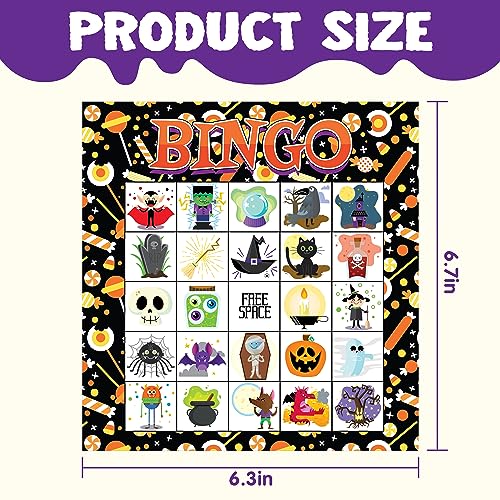 JOYIN 28 Players Halloween Bingo Cards Set, Halloween Bingo Game for School Classroom Family Group Activities, Halloween Party Supplies Adults Kids Indoor Board Games - image 5