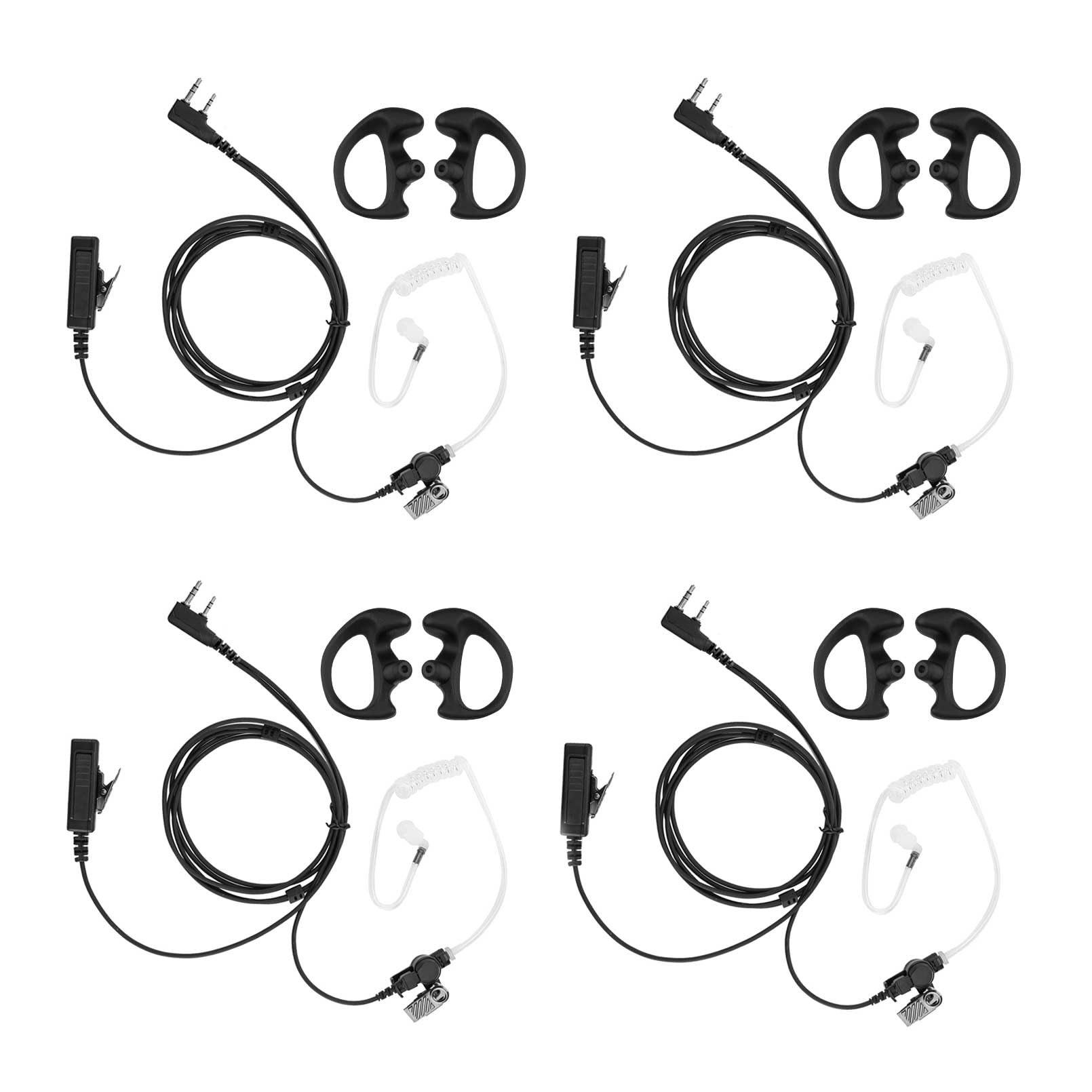 POFENAL Earpiece Compatible with BTECH, Kenwood, Retevis Walkie Talkie with Mic Tansparent Air Acoustic Tube Headset 4 Pack (Normal)