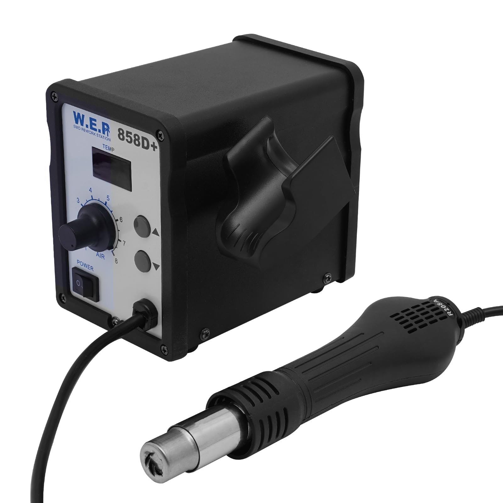 Stacja lutownicza 700 W, cyfrowa stacja do lutowania gorącego powietrza, 100-450 ℃ i 1-8 biegów, regulowana prędkość nawiewu, cyfrowy wyświetlacz LED, przenośny pistolet na gorące powietrze