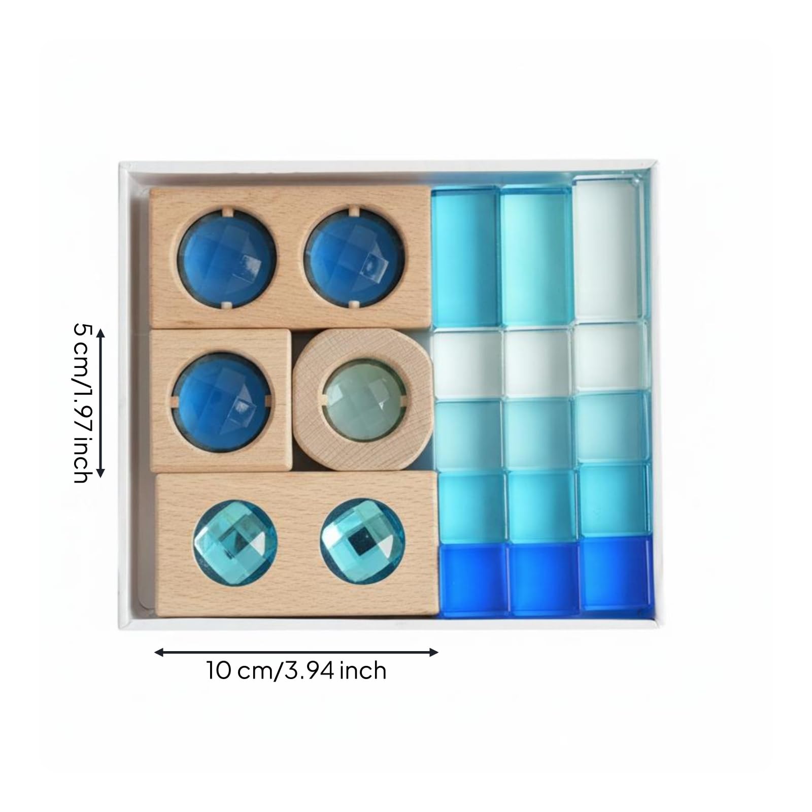 harayaa Blocchi di Costruzione per Bambini con Elementi in Legno Naturale E Acrilico Brillante per Costruzioni Sperimentali con Forme E Colori, color to 1