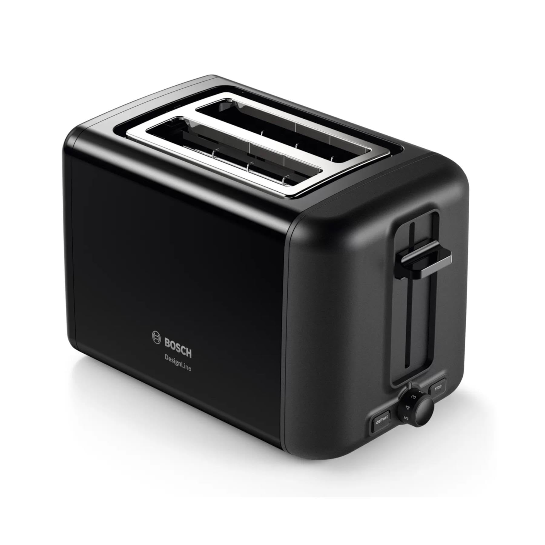 DesignLine Stainless Steel Toaster, Two Slice - Black, TAT3P423GB, 1 Year Manufacturer Warranty