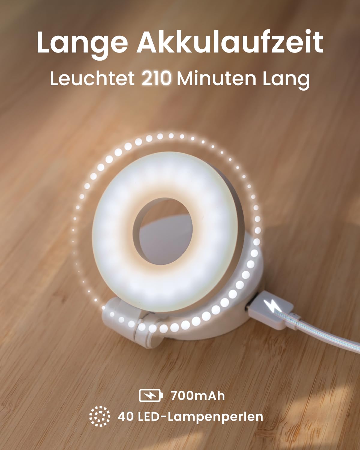 KraftGeek Magnetische Selfie Licht Kompatibel mit Magsafe, Tragbares LED Handy Licht für iPhone/Android, Wiederaufladbares Ringlicht Handy für Selfie/Vlog/Fotografie/Reisen, Weiß
